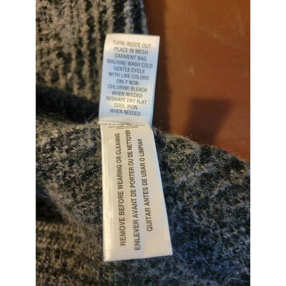 Laura Ashley Gray Black Geometric Open Front Cardigan Sweater Women's Size PXL - Picture 9 of 10